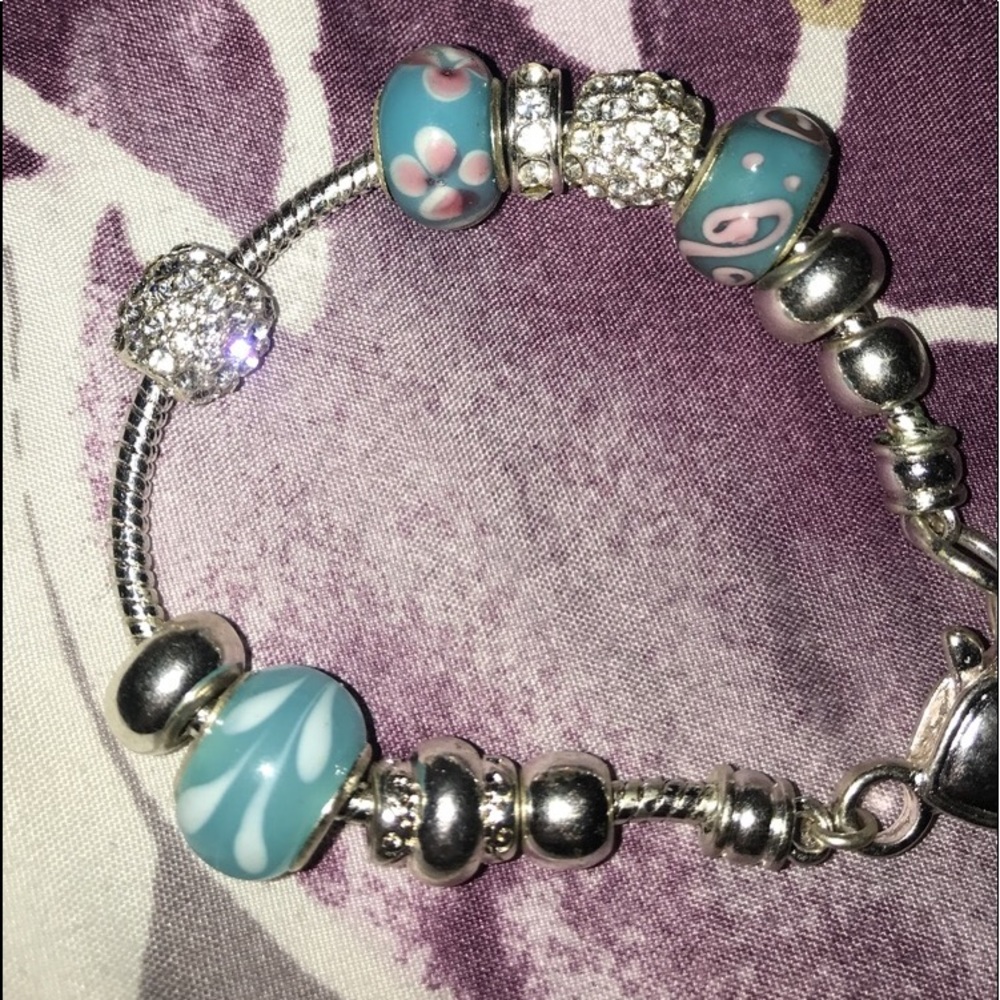 Blue and silver bracelet
